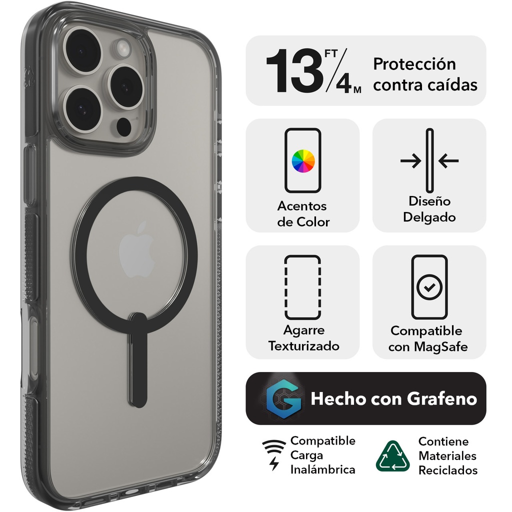 Funda ZAGG iPhone 16 Pro Santa Cruz Snap - Negro